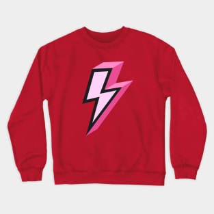 Pink Bold Lightning Bolt 3D on Red Background Crewneck Sweatshirt